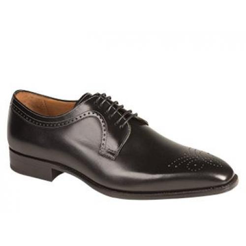 Mezlan "Puebla" 6171 Black Genuine Burnished Italian Calfskin Oxford Shoes
